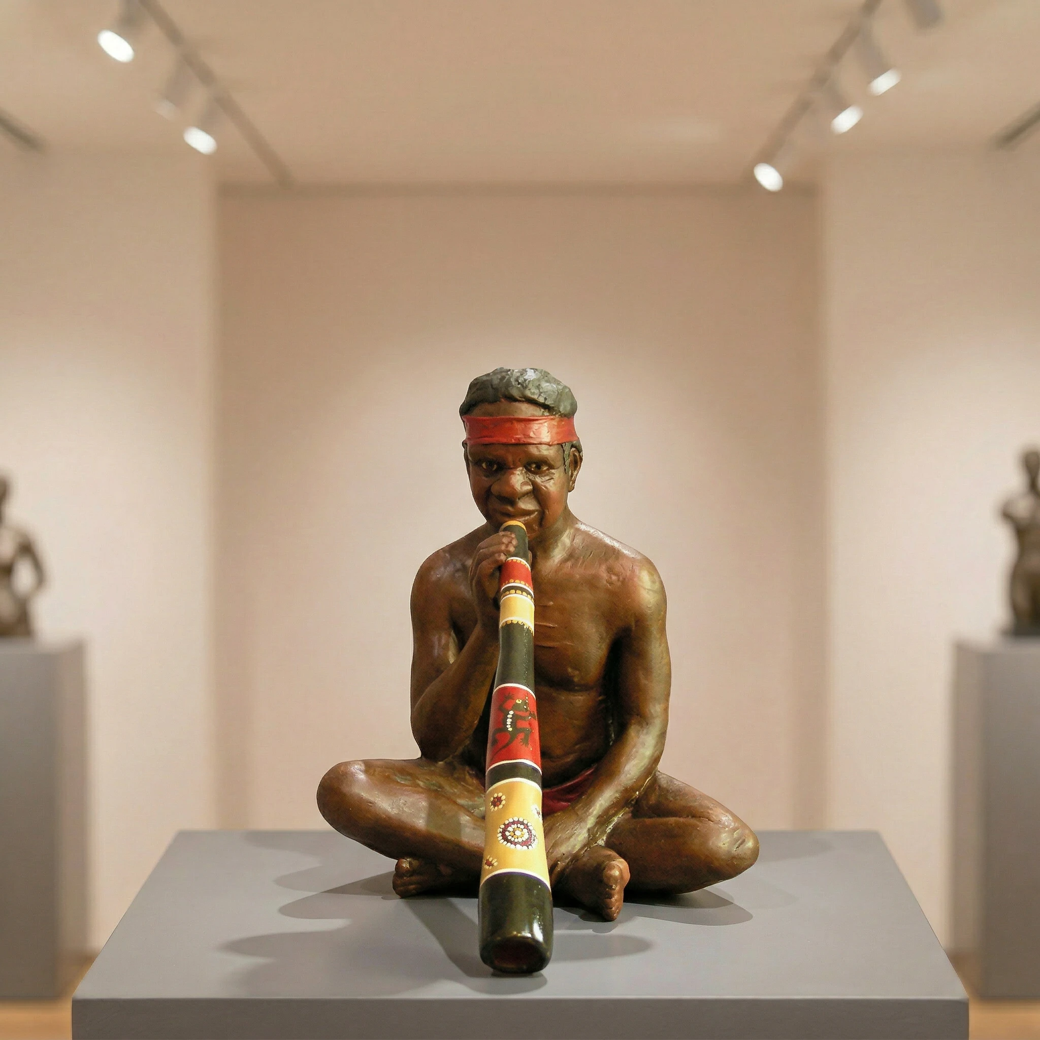 Koori playing the Jidaki — beeldhouwwerk